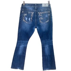 Miss Me Jeans Size 31 JE88488L Signature Bootcut With Small Hole in Front